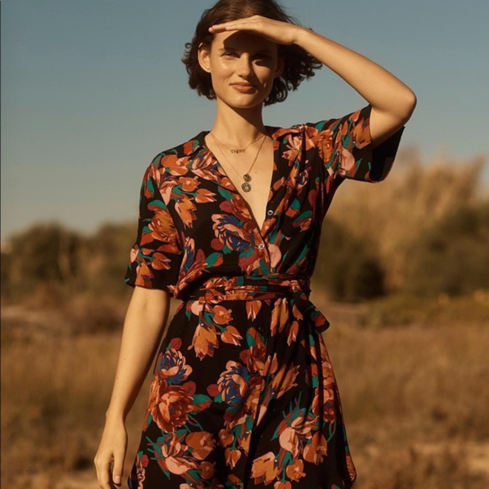 Maeve Anthropologie Floral Print Shirt Dress